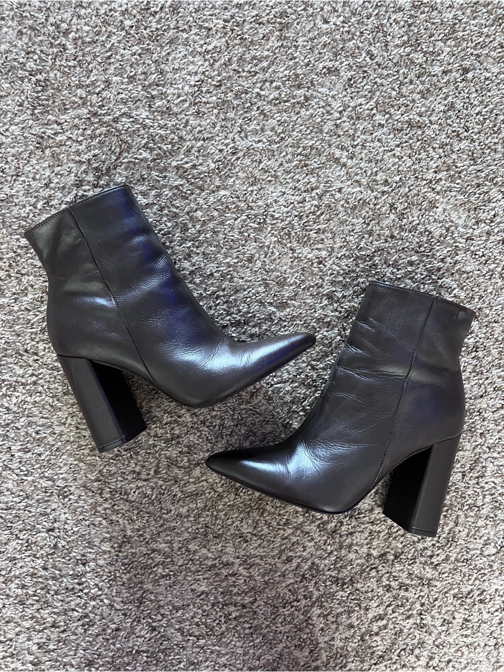 Steven Madden Dark Brown Pointed-Toe Block Heel Ankle Boots